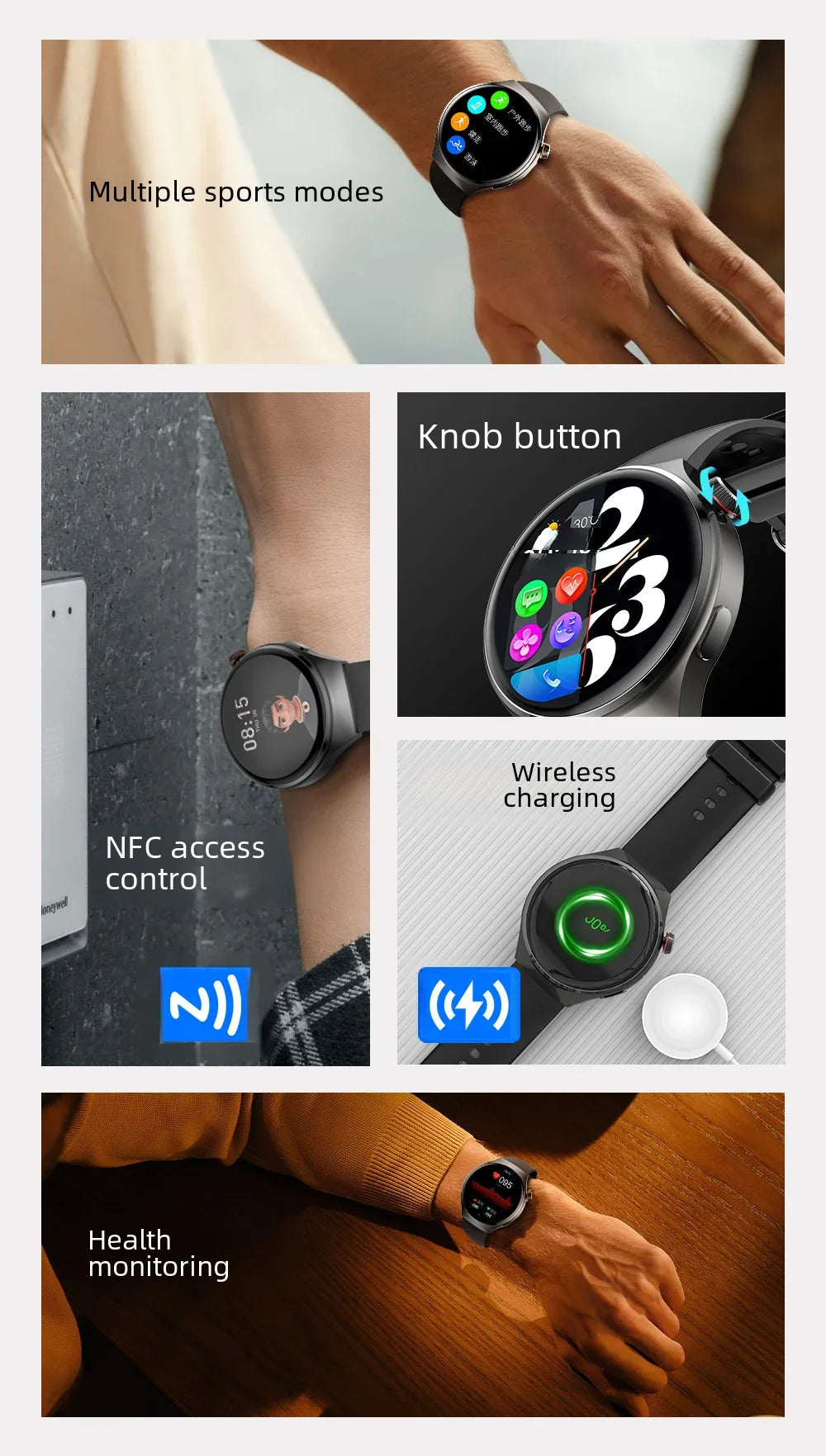 New NFC Men's Smart Watch AMOLED1.43-inch Large Screen Bluetooth Call Heart Rate Detection Outdoor Sports Women's Smartwatches