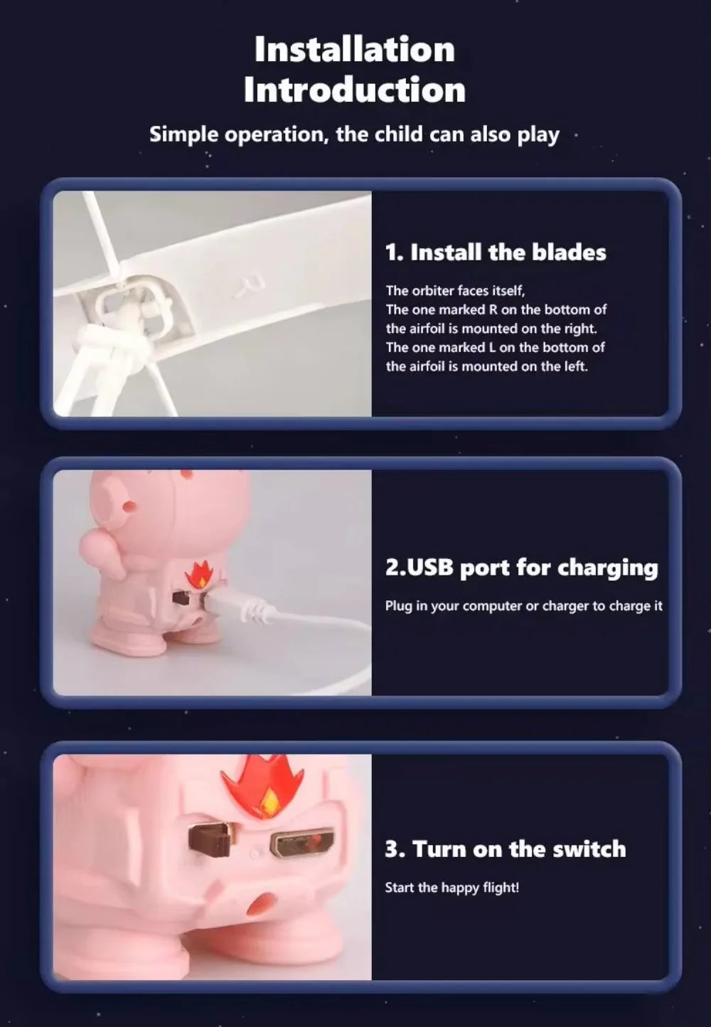 Levitating Luminous Flying Robot Astronaut Toy Aircraft