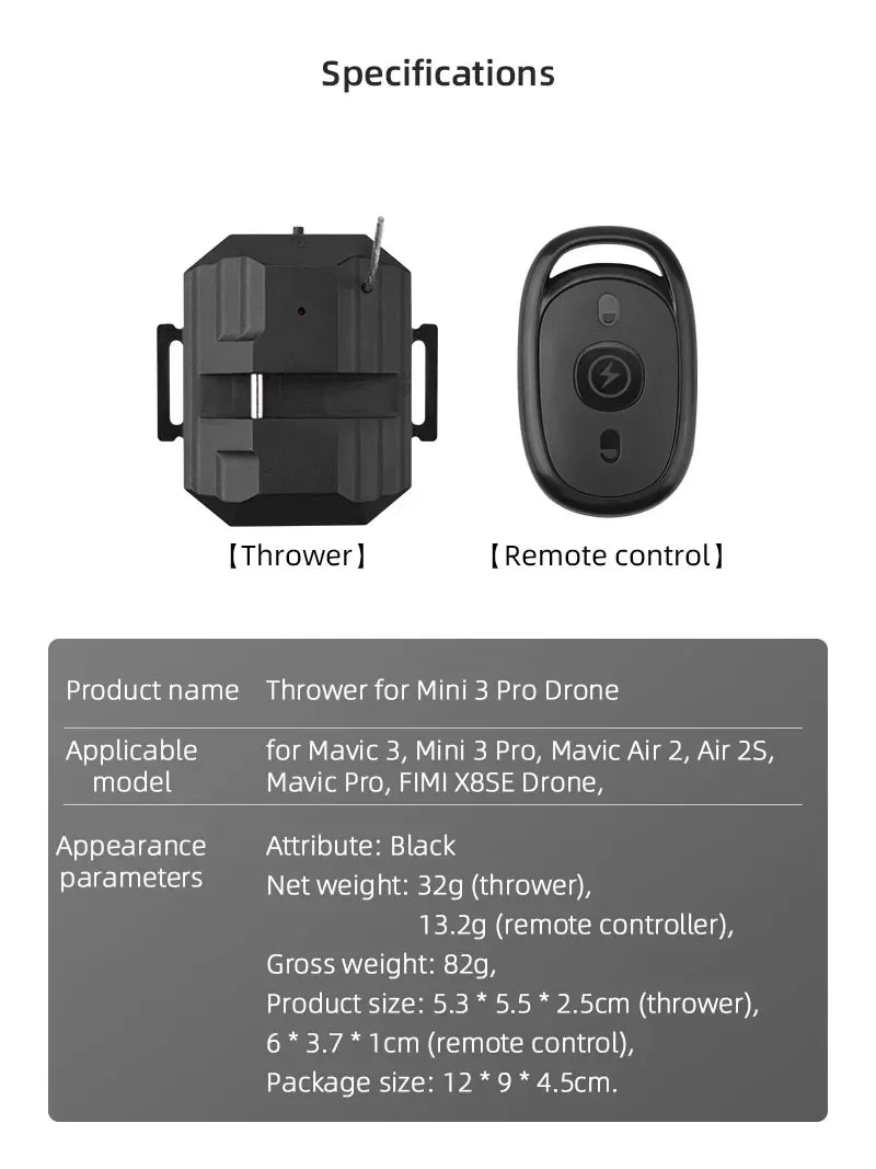 Drone Thrower Airdrop System for DJI Mavic 3/Mini 3/Mini 3 Pro/ Mavic Air 2 /Air 2S/Mini 4 Pro Drone Delivery Devise Accessories