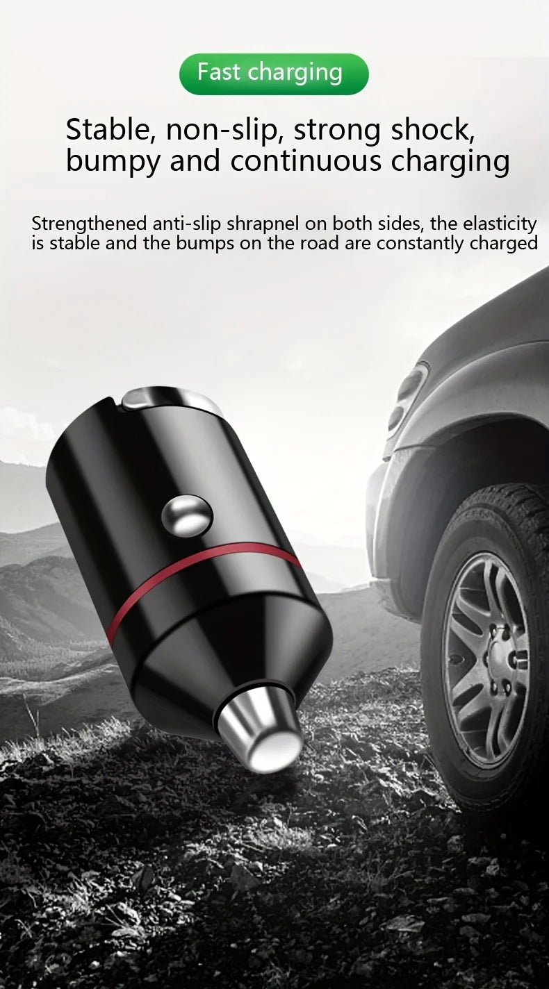 66W Flash Car Charger with Pull Ring - Ultra-Compact PD+USB Dual Port for Rapid Charging - Discreet Mini Design