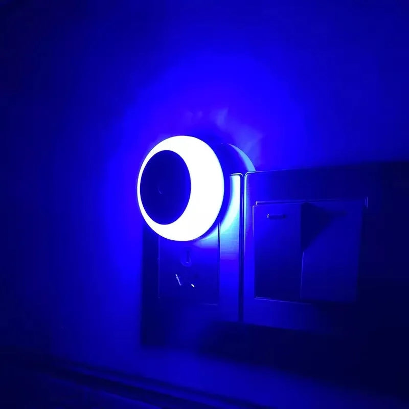 LED Night Light Smart Night Sensor Round Plug in Wall Night Lamp Bathroom Home Kitchen Hallway Staireway Bedroom Nightlight