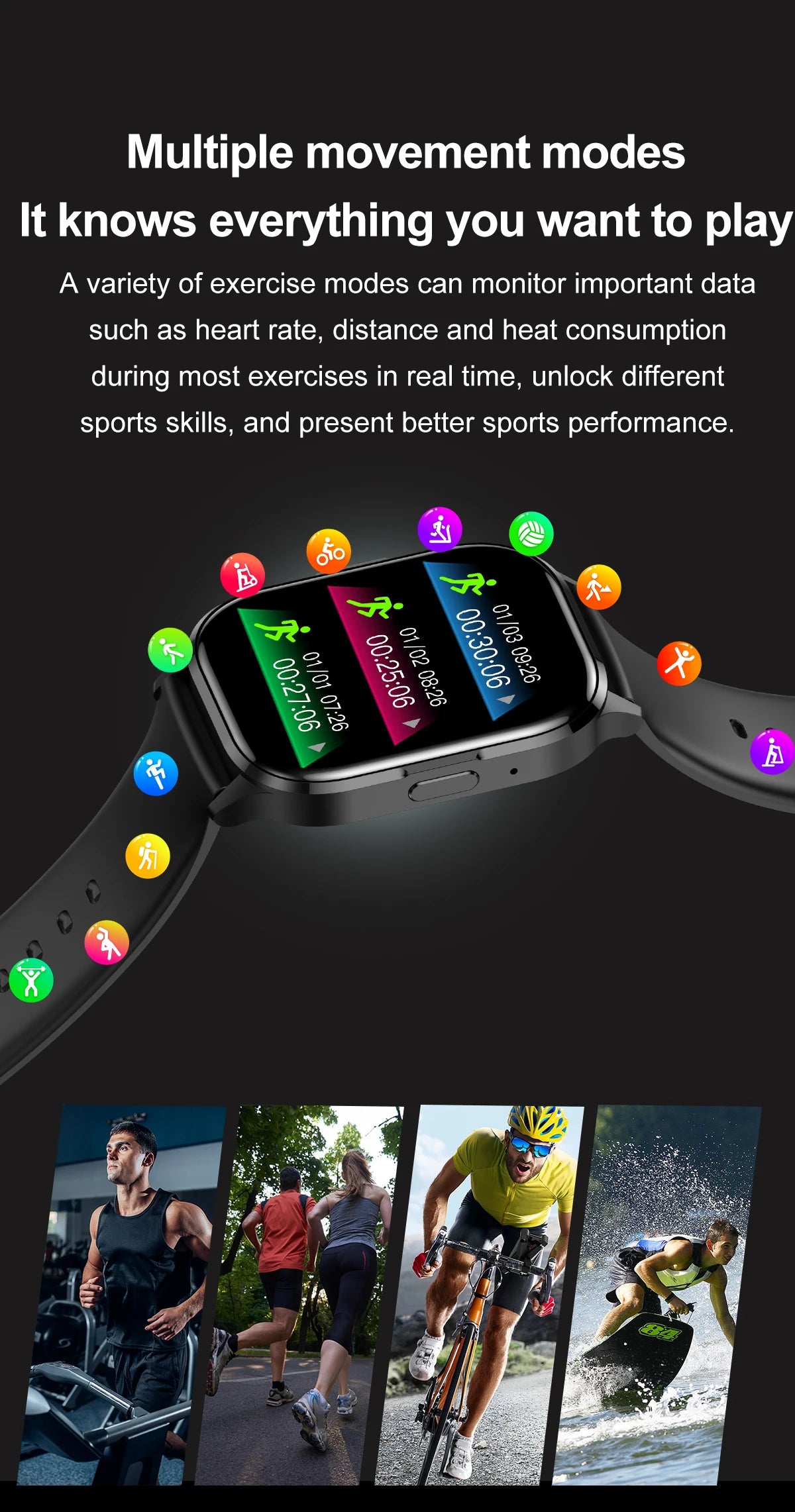 2024 New Smart Watch Heart Rate Sleep Monitor Breathing Training AMOLED HD Screen Bluetooth Call Weather Forecast Smartwatches