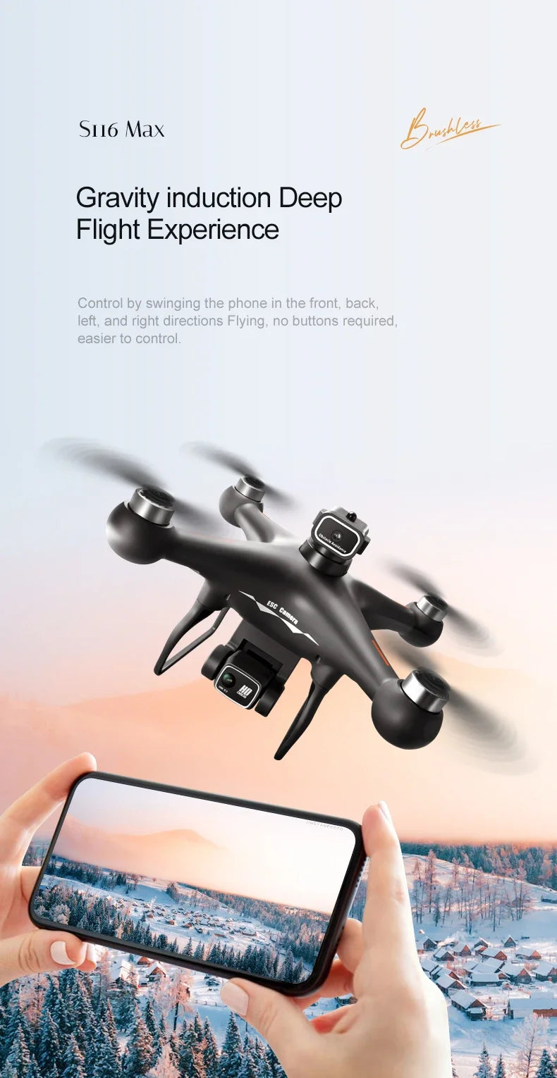 S116MAX 8K HD Drone Dual Camera 3 Batteries Optical Flow 360° Obstacle Avoidance WiFi FPV RC Quadcopter Toy Gift for Kids Adults