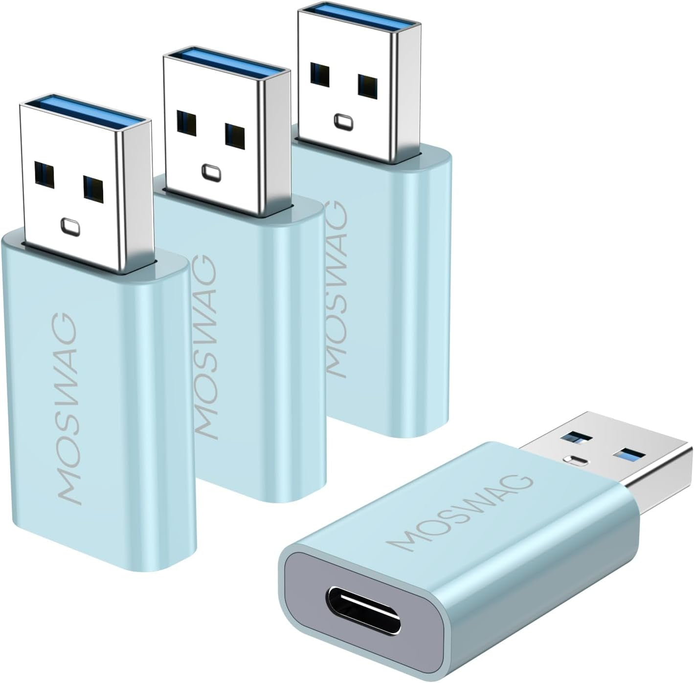 MOSWAG 3 Pack USB C to USB Adapter - Male to Female, Type-C to Type a Compatible with Apple Magsafe Charger, Mac, Laptops and Pcs