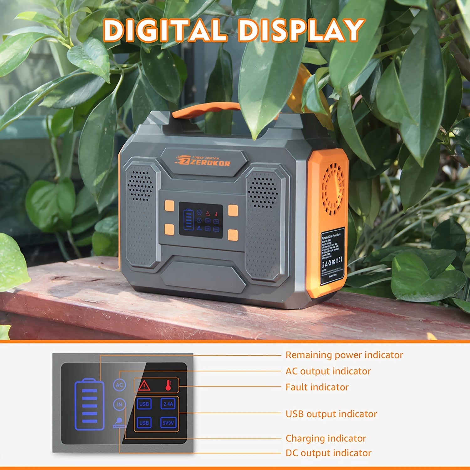 [280Wh Portable Power Station] 300W Portable Power Station - 280Wh Compact Lithium-Ion Battery Charger with Dual 110V AC Outlets, DC & USB QC3.0 Outputs, LED Flashlight, Built-in Cooling Vents for Camping, RV, Emergency Home