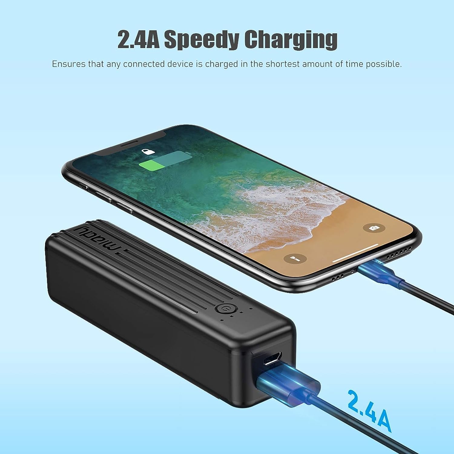 Miady 2-Pack Small Portable Charger, 5000Mah Mini Battery Pack 3.45Oz Lightweight Power Bank 5V/2.4A Output & 5V/2A Input Compatible with Iphone, Galaxy, Android Etc