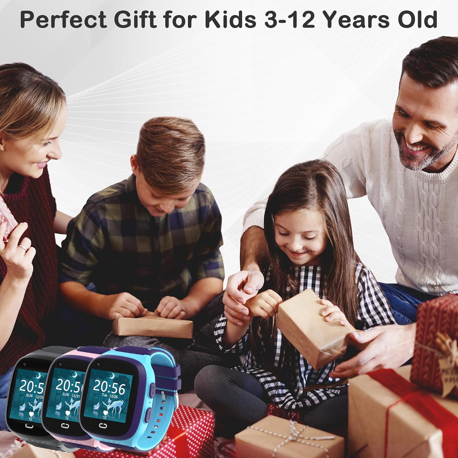 Smart Watch for Kids GPS Tracker Watch Kids Smart Watch Boys with Calling,Sos,Gps Tracker,Voice Chat,Camera,4G Kids Cell Phone Watch Toys for Ages 5-7 Boys Kids Watch Boys Age 3-12