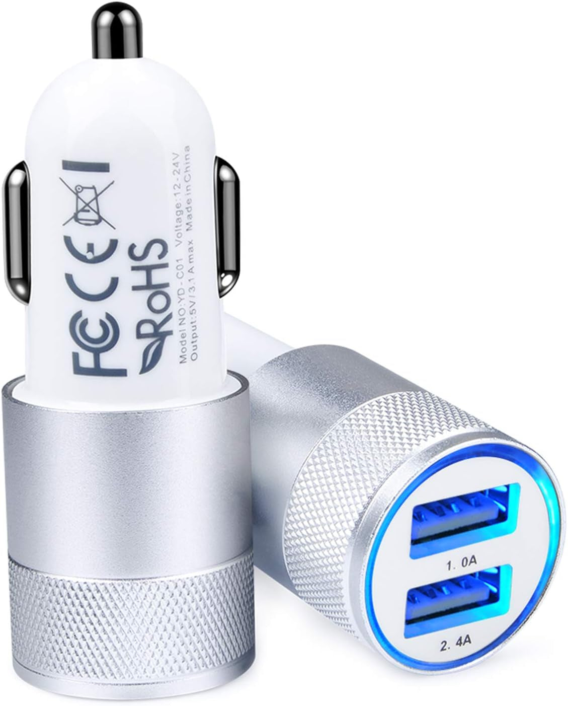 Car Charger, [2Pack/3.4A] Fast Charge Dual Port USB Cargador Carro Lighter Adapter for Iphone 15 14 13 12 11 Pro Max X XR XS 8 plus 6S, Ipad, Samsung Galaxy S23 S22 S21 S10 plus S7 J7 S10E S9 Note 8