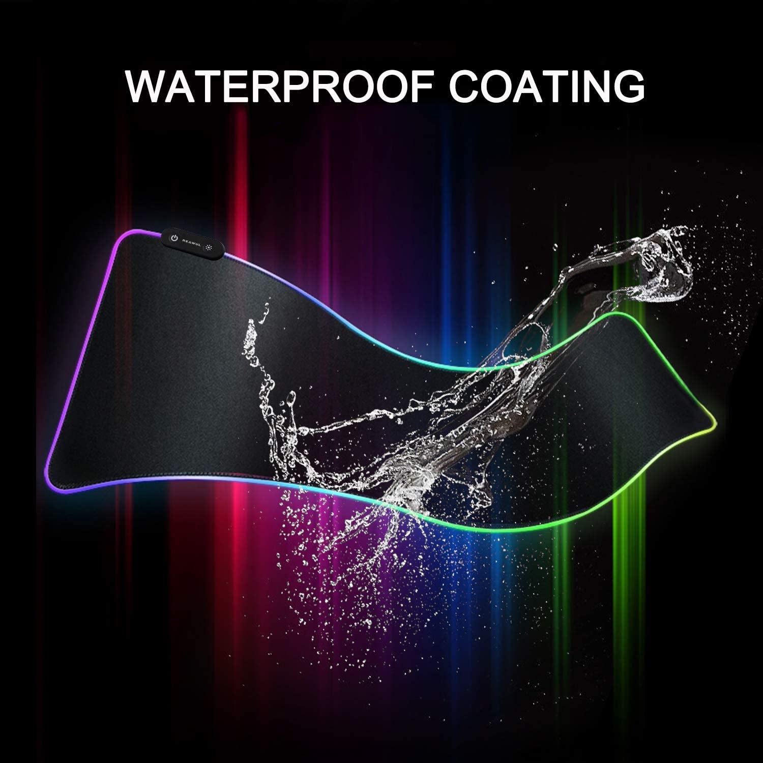 REAWUL Large RGB Gaming Mouse Pad 14 Modes Oversized Glowing Led Extended Mousepad, Anti-Slip Rubber Base and Waterproof Surface, Extra Large Soft Led Computer Keyboard Mouse Mat - 31.5 X 11.8In