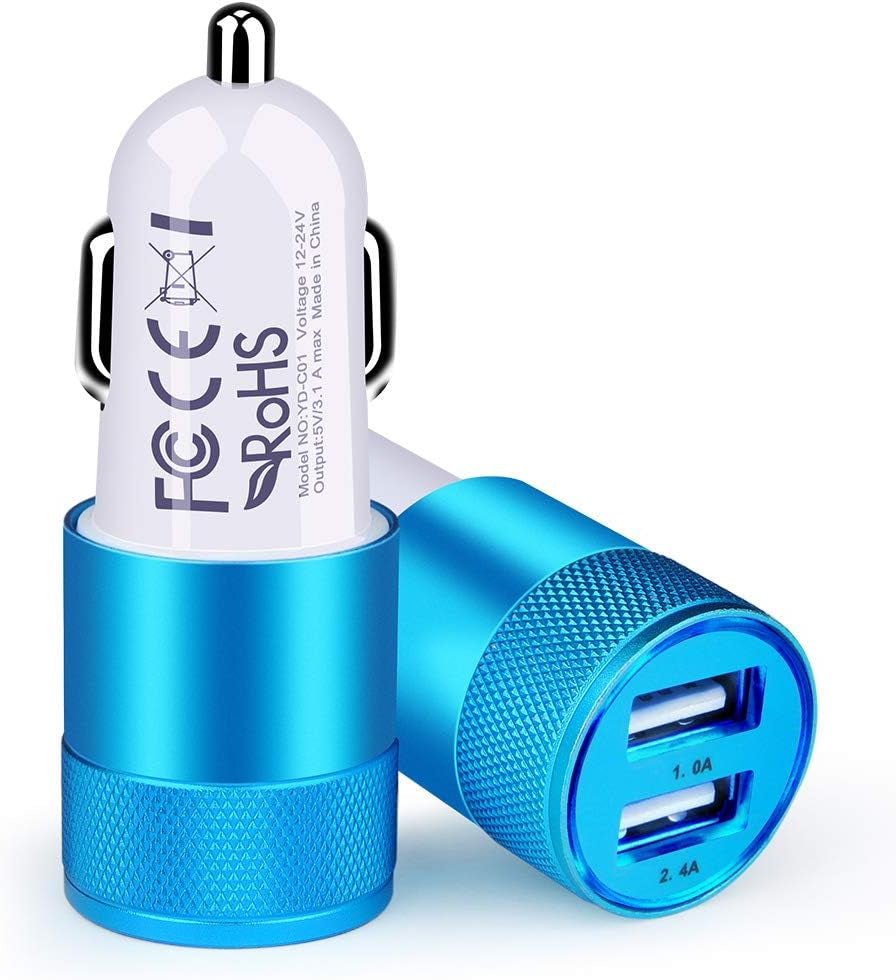 Car Charger, [2Pack/3.4A] Fast Charge Dual Port USB Cargador Carro Lighter Adapter for Iphone 15 14 13 12 11 Pro Max X XR XS 8 plus 6S, Ipad, Samsung Galaxy S23 S22 S21 S10 plus S7 J7 S10E S9 Note 8