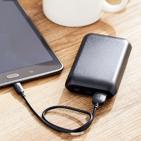 . 8,000 Mah Portable Battery with Usb-C/Micro-Usb/Usb Ports, Black