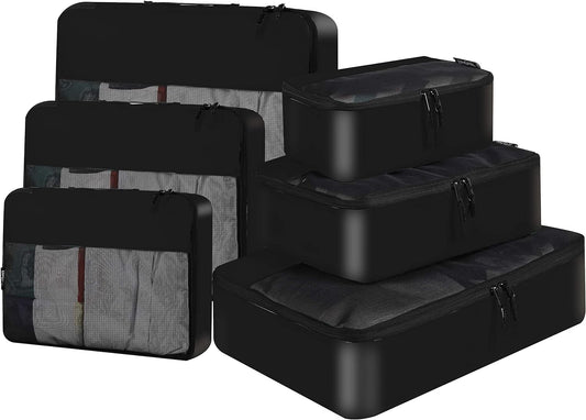 BAGAIL 6 Set / 8 Set Packing Cubes Luggage Packing Organizers for Travel Accessories (6 Set Black)