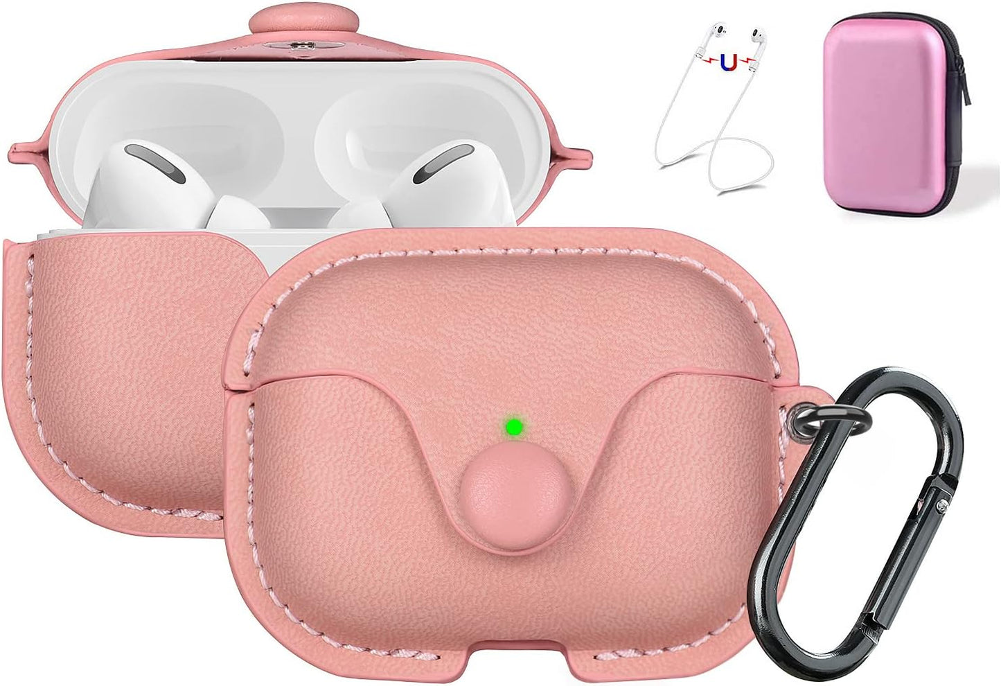 Maxjoy for Airpods Pro 2 Case Leather, Airpods Pro Leather Case Cover with Keychain Airpod Strap Compatible with Apple Airpod Pros 2Nd Generation 2023 2022/Airpods Pros 2019 (Front LED Visible), Brown