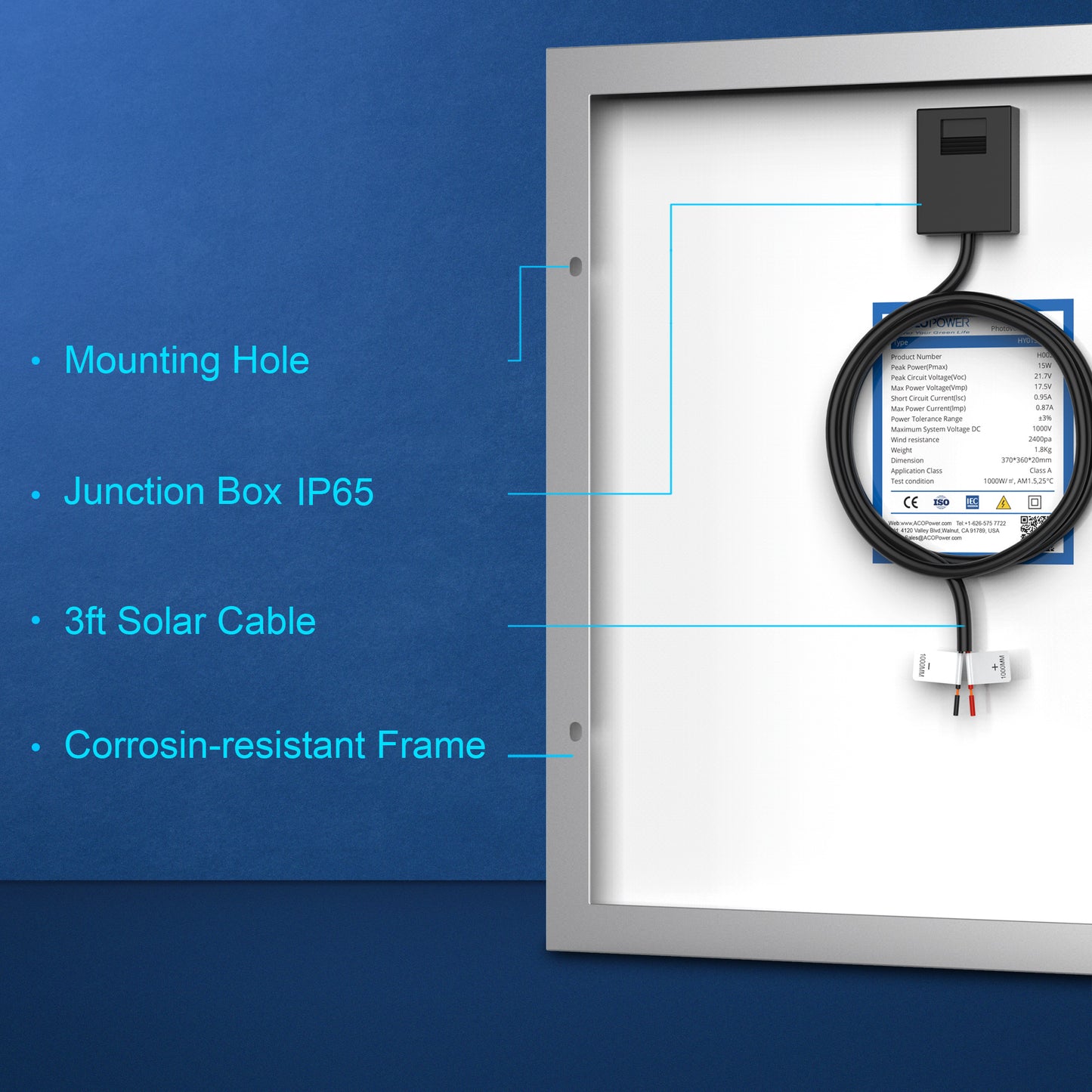 15 Watt 12 Volt Polycrystalline Solar Panel