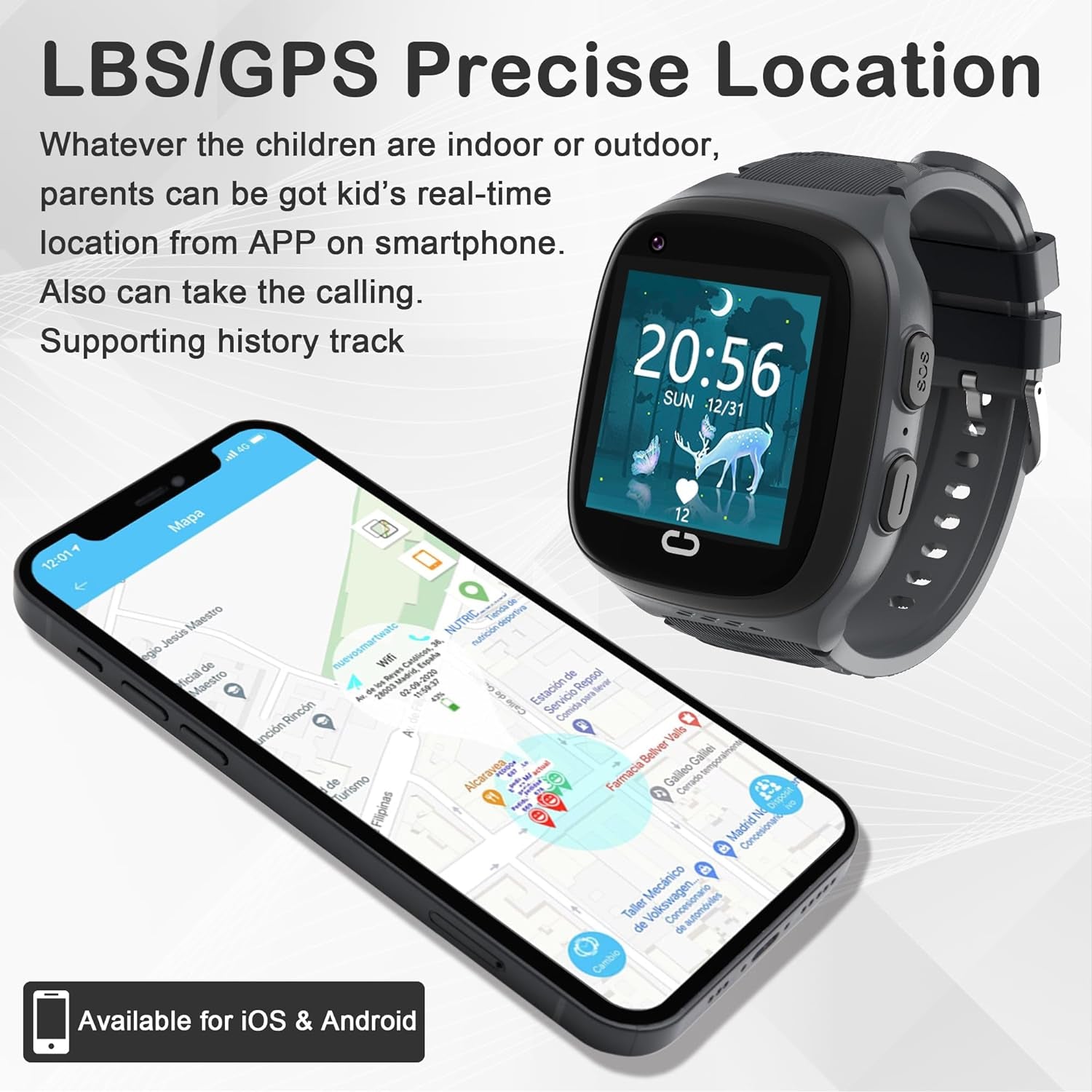 Smart Watch for Kids GPS Tracker Watch Kids Smart Watch Boys with Calling,Sos,Gps Tracker,Voice Chat,Camera,4G Kids Cell Phone Watch Toys for Ages 5-7 Boys Kids Watch Boys Age 3-12