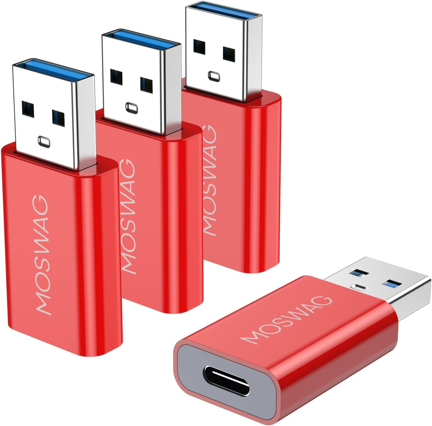 MOSWAG 3 Pack USB C to USB Adapter - Male to Female, Type-C to Type a Compatible with Apple Magsafe Charger, Mac, Laptops and Pcs