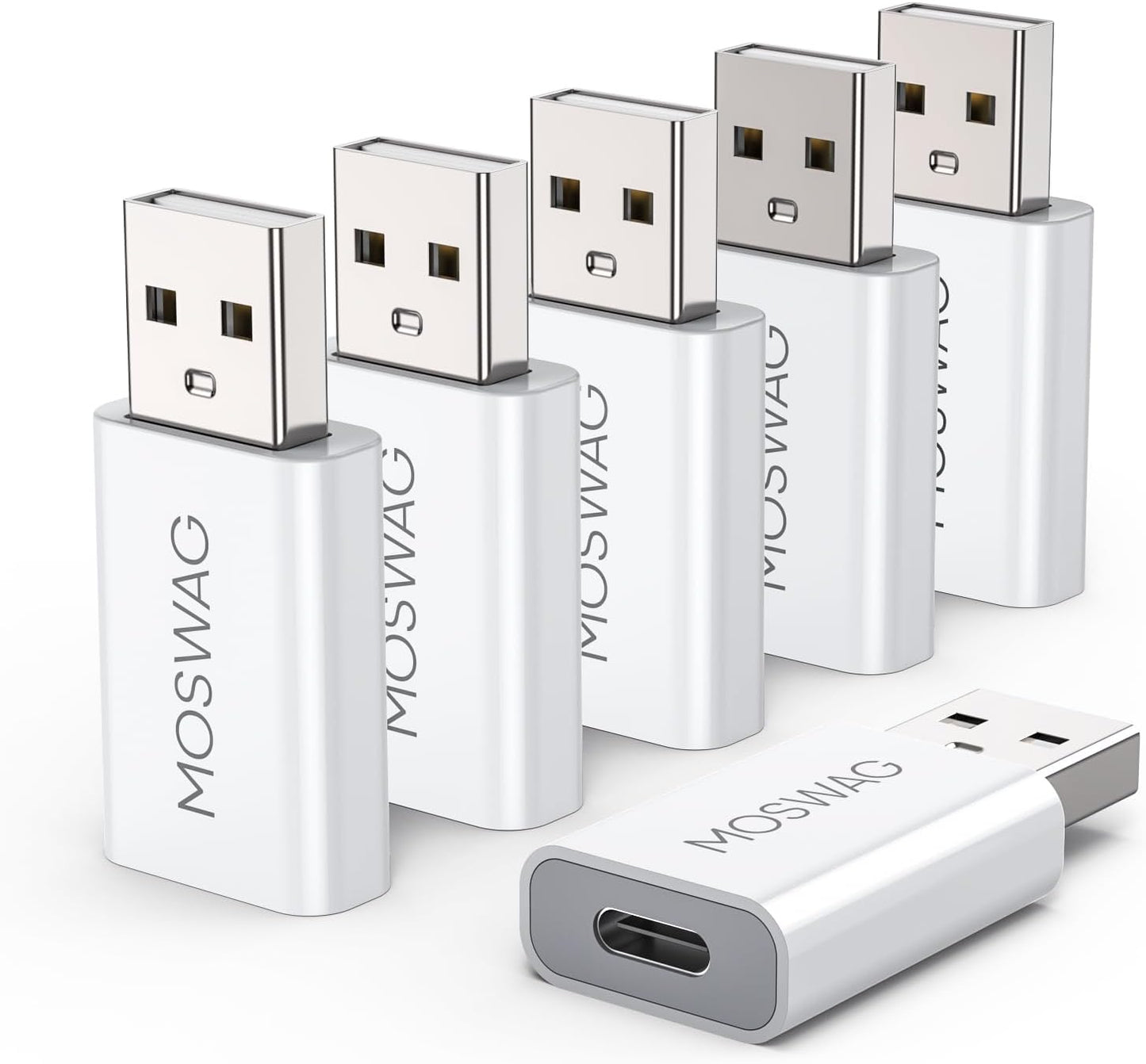 MOSWAG 3 Pack USB C to USB Adapter - Male to Female, Type-C to Type a Compatible with Apple Magsafe Charger, Mac, Laptops and Pcs
