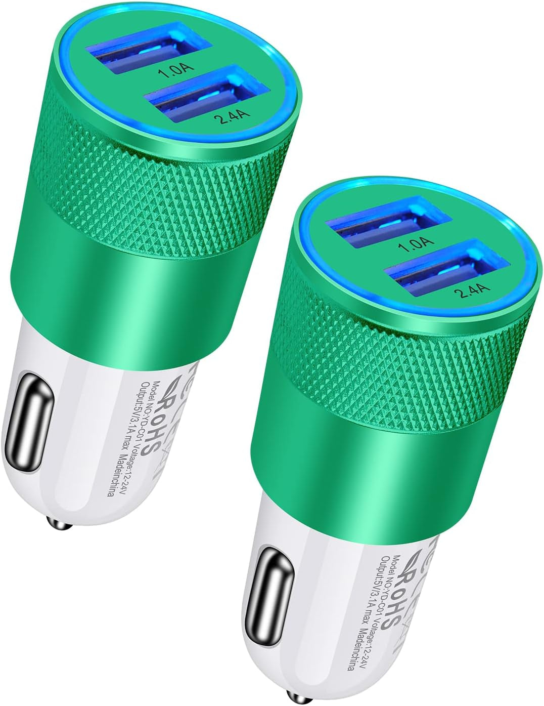 Car Charger, [2Pack/3.4A] Fast Charge Dual Port USB Cargador Carro Lighter Adapter for Iphone 15 14 13 12 11 Pro Max X XR XS 8 plus 6S, Ipad, Samsung Galaxy S23 S22 S21 S10 plus S7 J7 S10E S9 Note 8
