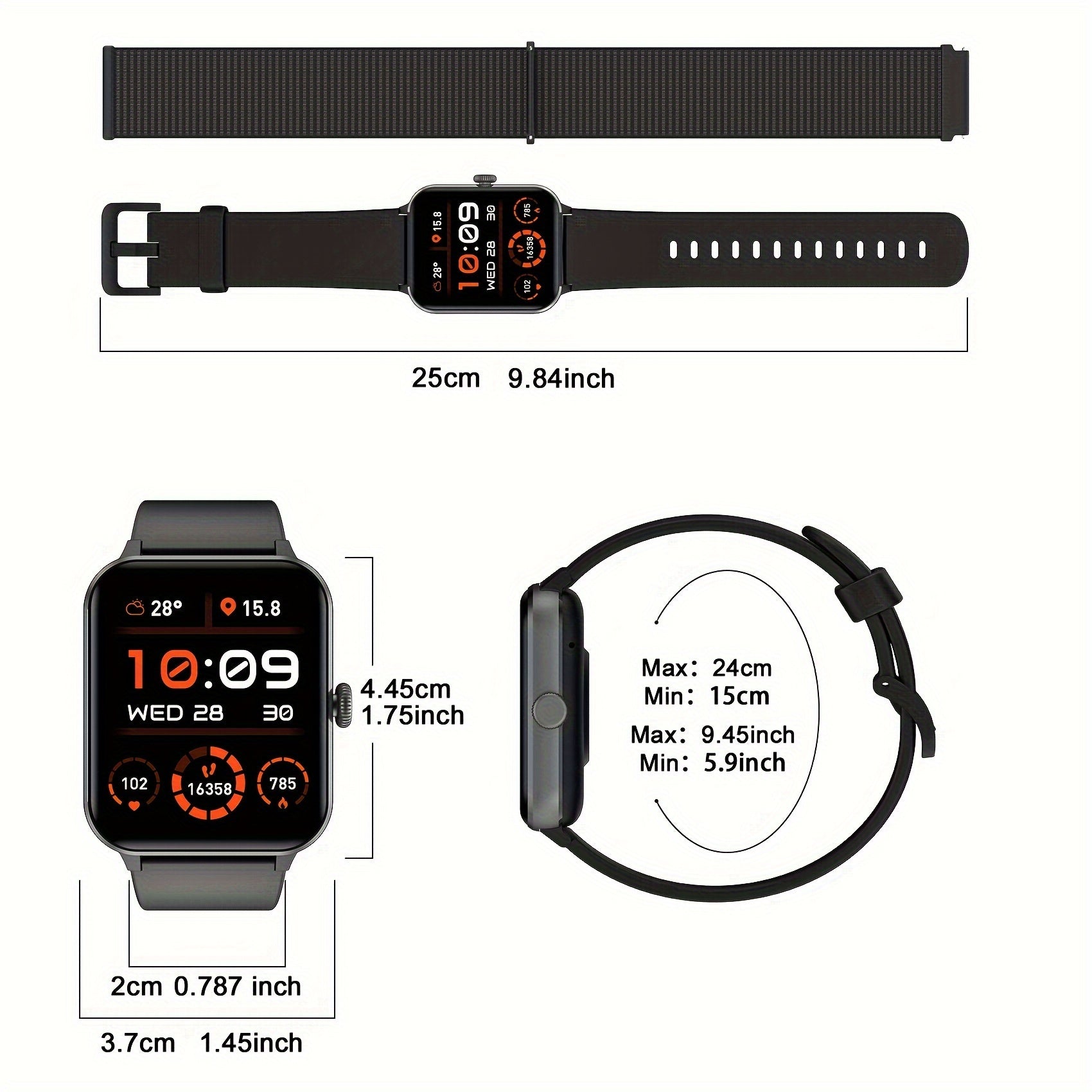 Blackview R50 Smart Watch With Wireless Call Answer\Make Call, 1.85 Inch HD Full Touchscreen, Case Made Of PC And Scratch Resistant Glass, 24H Monitoring, Sleep Monitoring, Sports Tracker, Pedometer, Music Photo Watch With Mi
