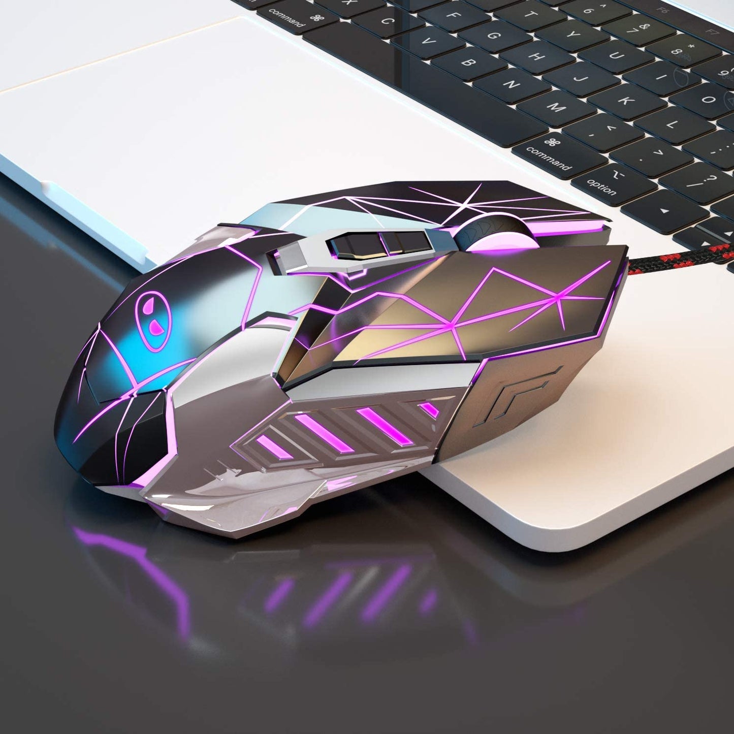 Magegee G10 Gaming Mouse Wired, 7 Colors Breathing LED Backlit Gaming Mouse, 6 Adjustable Speeds, Ergonomic Optical Computer Mouse with 7 Buttons for Windows PC Gamers
