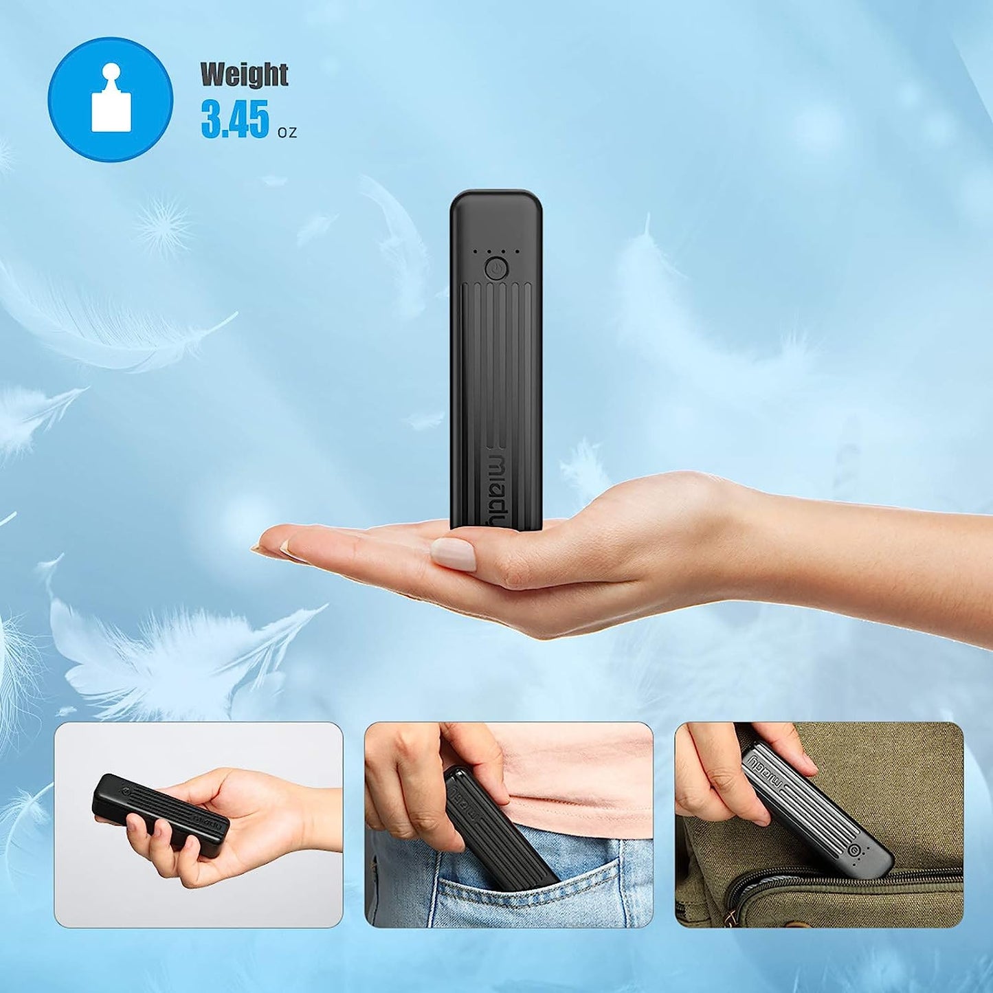 Miady 2-Pack Small Portable Charger, 5000Mah Mini Battery Pack 3.45Oz Lightweight Power Bank 5V/2.4A Output & 5V/2A Input Compatible with Iphone, Galaxy, Android Etc