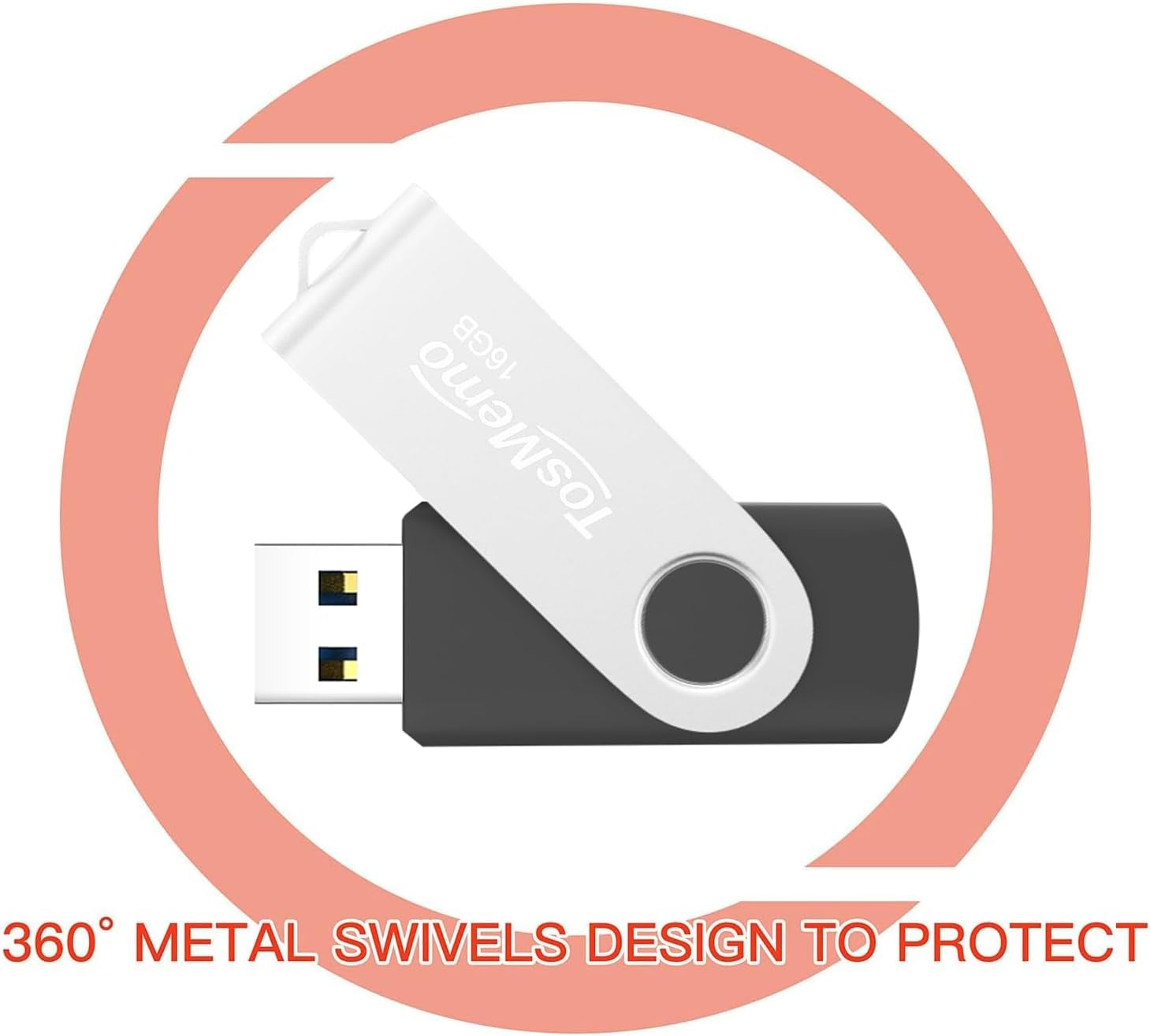 USB Flash Drive 16GB Thumb Drive USB 2.0 Flash Drive Swivel Jump Drive Pen Drive Memory Stick for Data Storage(2 Pack,Black & Blue)