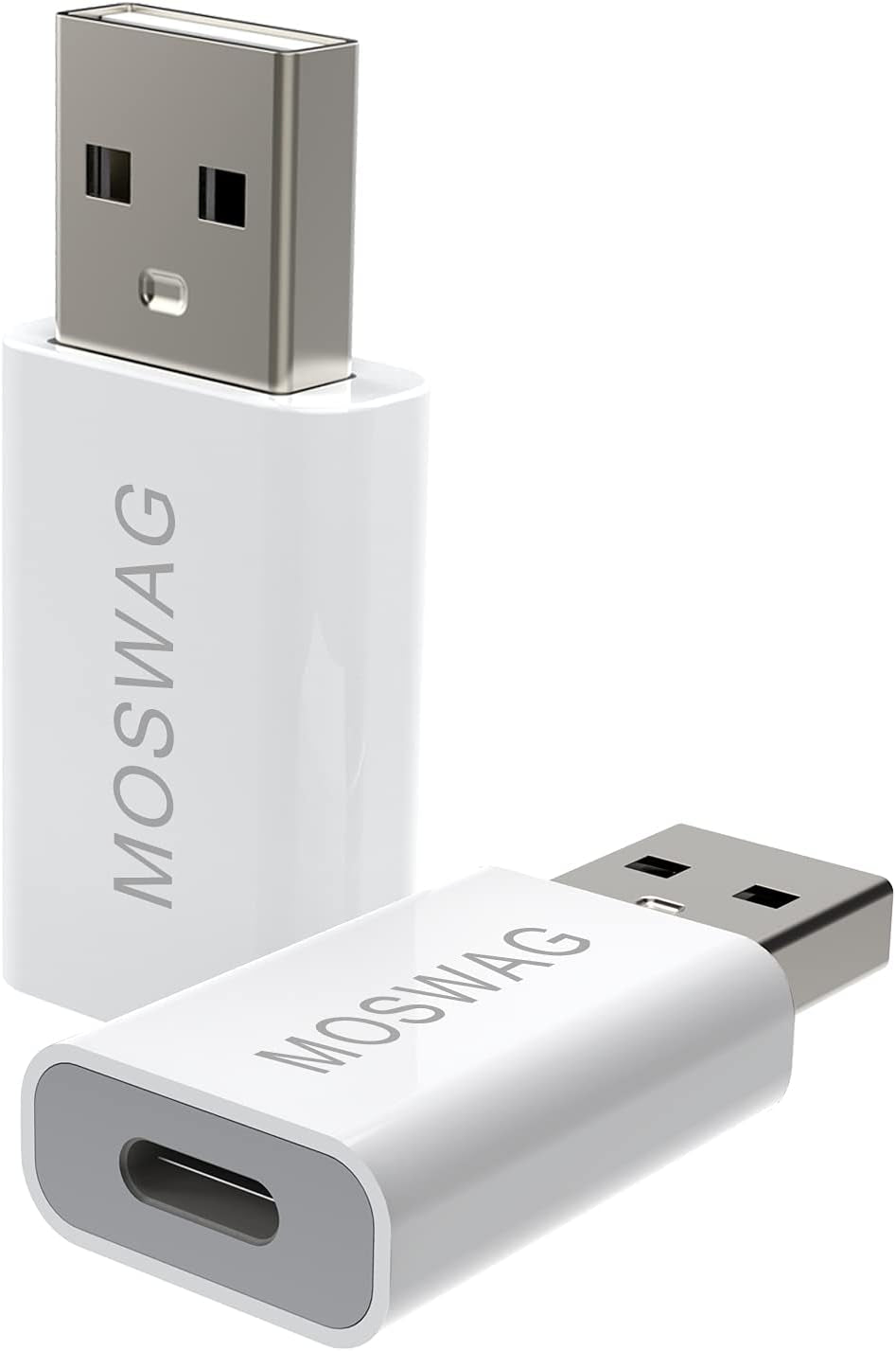 MOSWAG 3 Pack USB C to USB Adapter - Male to Female, Type-C to Type a Compatible with Apple Magsafe Charger, Mac, Laptops and Pcs
