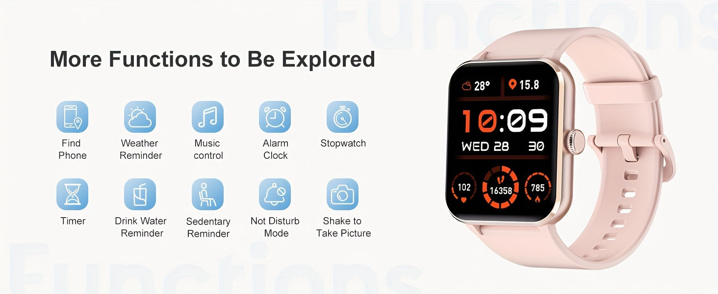 Blackview R50 Smart Watch With Wireless Call Answer\Make Call, 1.85 Inch HD Full Touchscreen, Case Made Of PC And Scratch Resistant Glass, 24H Monitoring, Sleep Monitoring, Sports Tracker, Pedometer, Music Photo Watch With Mi