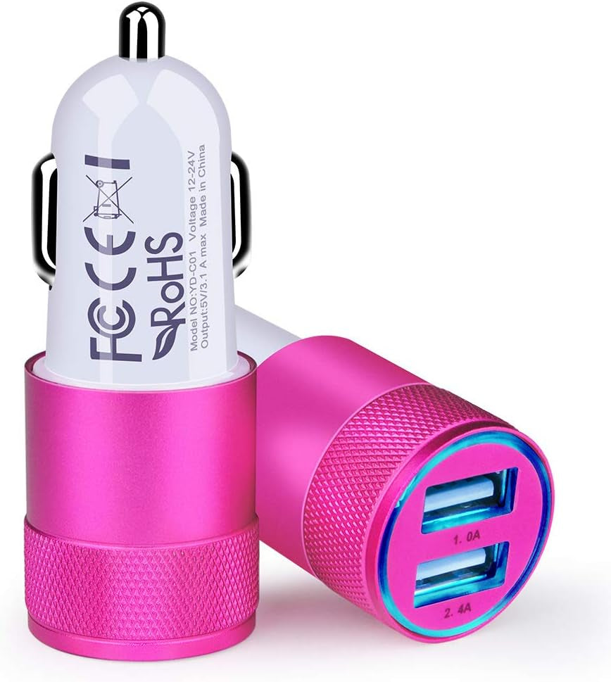 Car Charger, [2Pack/3.4A] Fast Charge Dual Port USB Cargador Carro Lighter Adapter for Iphone 15 14 13 12 11 Pro Max X XR XS 8 plus 6S, Ipad, Samsung Galaxy S23 S22 S21 S10 plus S7 J7 S10E S9 Note 8