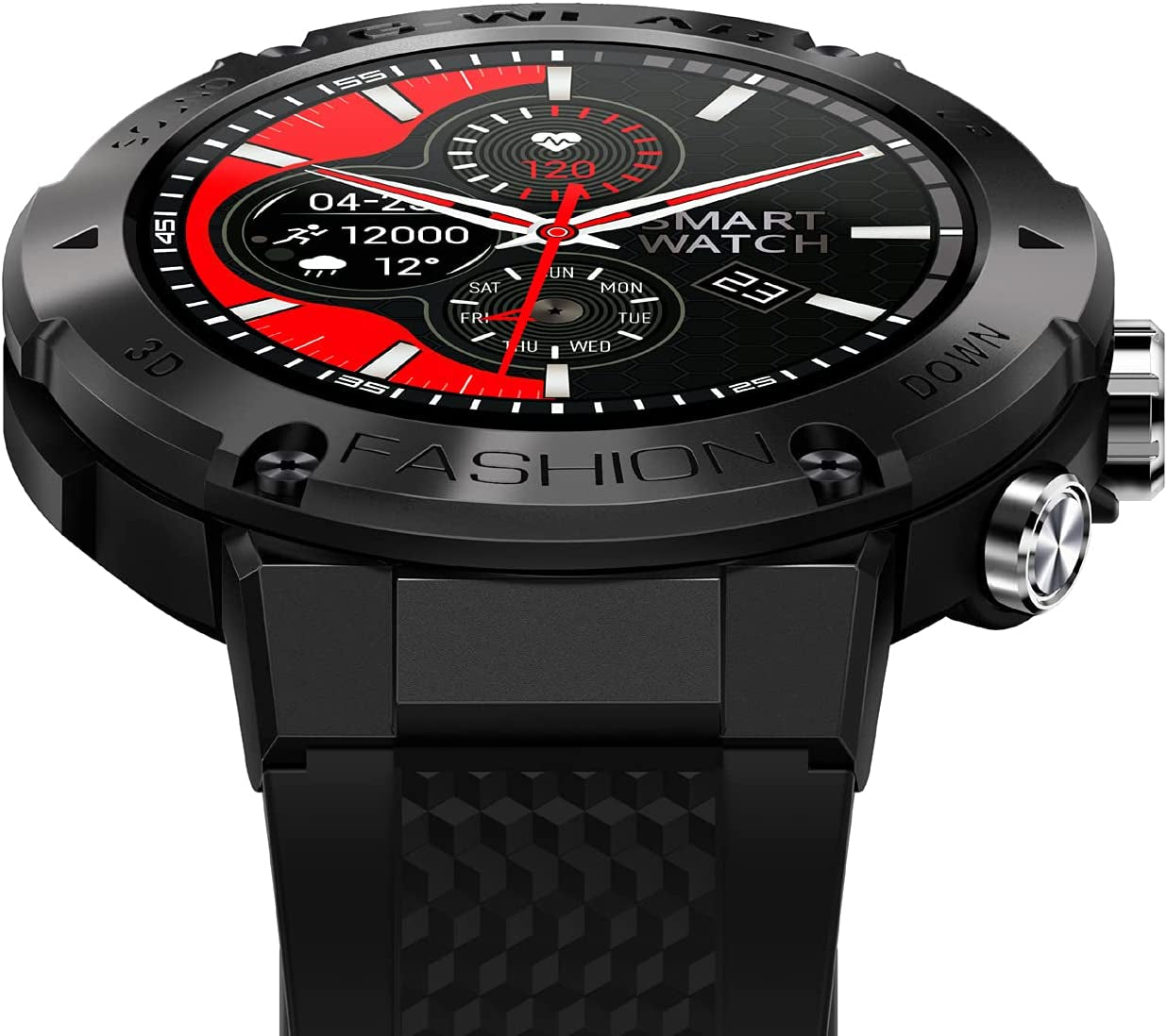 Smart Watches for Men, Sport Fitness Watch with IPS Screen/Bluetooth Calling/Auto Heart Rate Monitor/Blood Pressure/Spo2/Sleep Monitor/Waterproof, Fashion Smartwatch（Black）