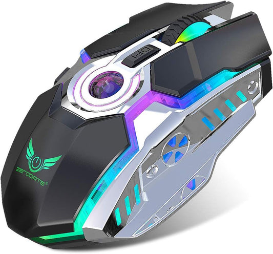 HXMJ- Rechargeable Wireless Gaming Mice with USB Receiver and Decompress Crystal Ball-Black
