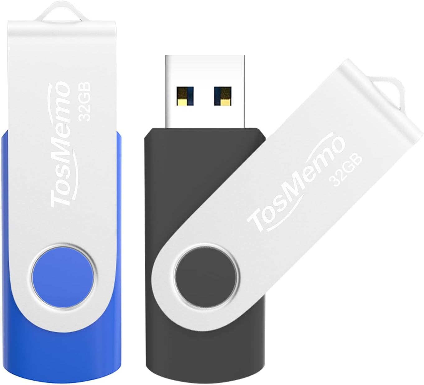 USB Flash Drive 16GB Thumb Drive USB 2.0 Flash Drive Swivel Jump Drive Pen Drive Memory Stick for Data Storage(2 Pack,Black & Blue)