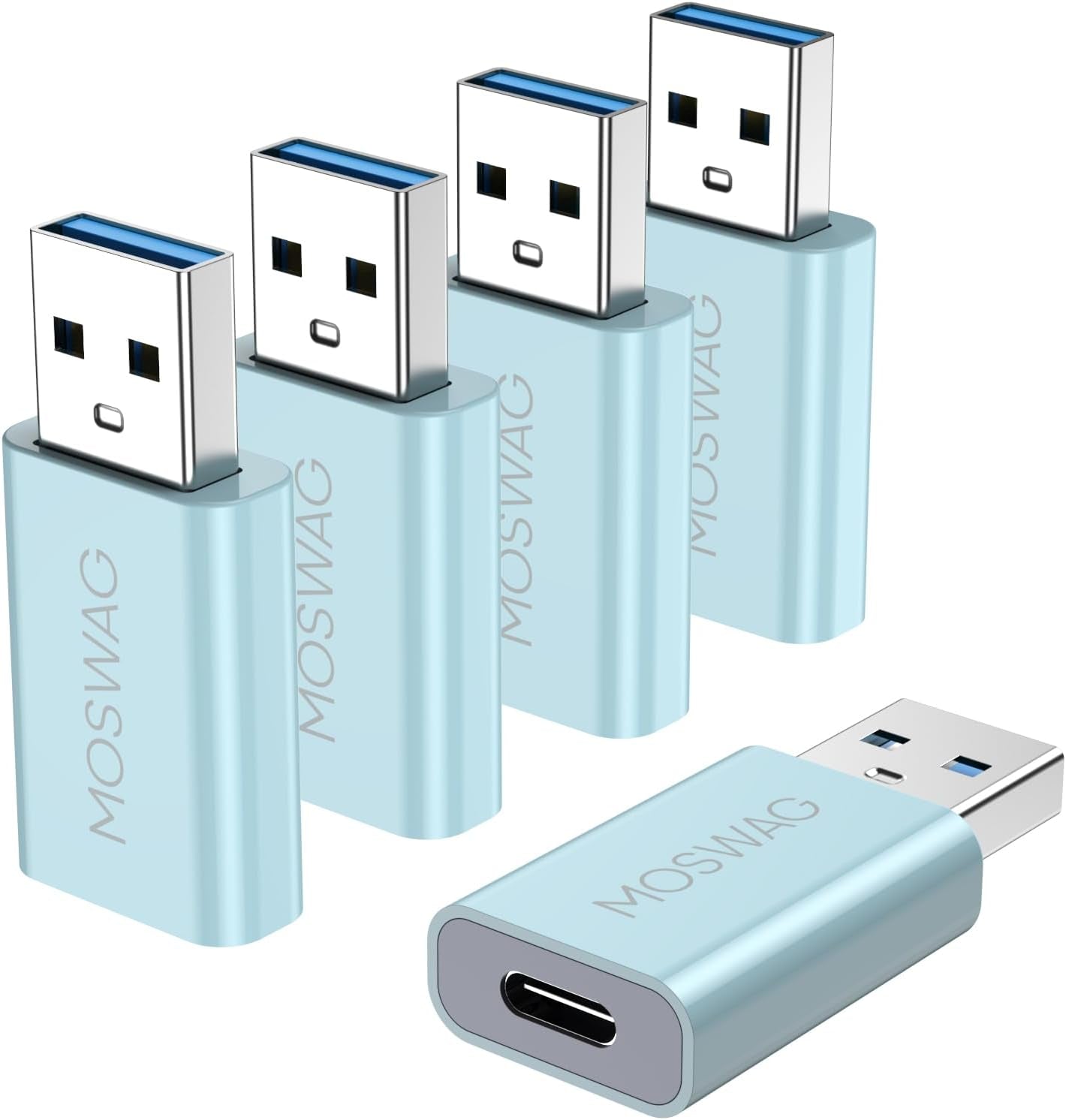 MOSWAG 3 Pack USB C to USB Adapter - Male to Female, Type-C to Type a Compatible with Apple Magsafe Charger, Mac, Laptops and Pcs