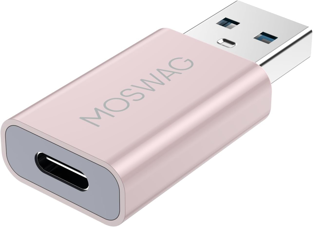MOSWAG 3 Pack USB C to USB Adapter - Male to Female, Type-C to Type a Compatible with Apple Magsafe Charger, Mac, Laptops and Pcs