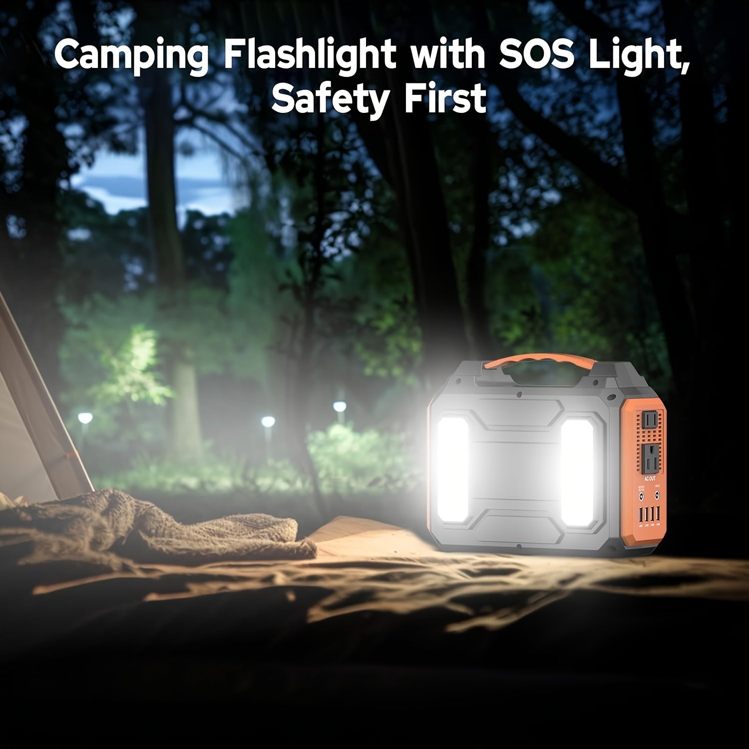 [280Wh Portable Power Station] 300W Portable Power Station - 280Wh Compact Lithium-Ion Battery Charger with Dual 110V AC Outlets, DC & USB QC3.0 Outputs, LED Flashlight, Built-in Cooling Vents for Camping, RV, Emergency Home